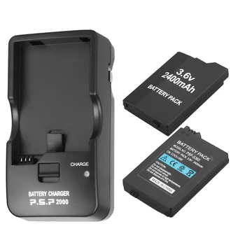 2 ks Batérií Pack Nahradenie + Nabíjačka pre Sony PSP 2000 PSP 3000 PSP2000 PSP3000 PlayStation 2400mAh 3.6 V, batéria