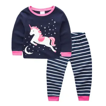 2022 nové bavlna dievčatá jednorožec pyžamo dlhé rukávy deti sleepwear pijamas detské pyžamá deti Nastaviť oblečenie pre voľný čas, pre 2-7 rok