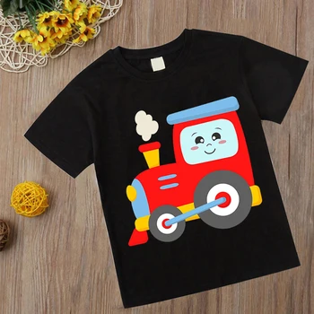 Bagre T Shirt Firetrucks Požiarne striekačky Deti Tshirts Baby Chlapci Oblečenie Kostým Deti Oblečenie Lokomotíva Cartoon auto Topy