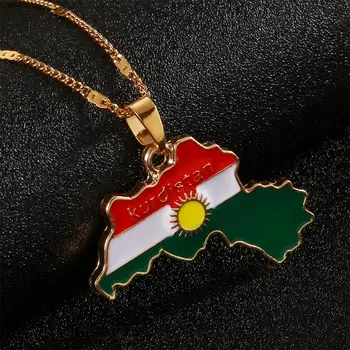 Kurdistan Mapa Regiónu Prívesok Náhrdelníky Kurdskej Zlatá Farba Koerdistan Ženy Muži Šperky