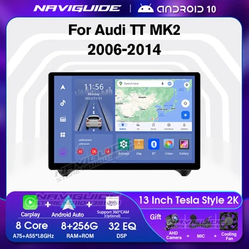 NAVIGUIDE 13inch Android10.0 autorádia Pre Audi TT MK2 8J 2006-2014 Auto luetooth Stereo Multimediálny Prehrávač Carplay 1920*1200P