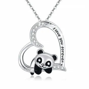 Nové Milujem Ťa Navždy Šperky Darček Roztomilé Srdce Zviera Prívesok Panda Náhrdelník
