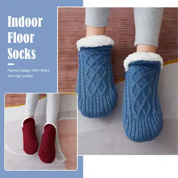 Vnútorné Podlahy Non-Slip Tepelnej Ponožky Zimné Vlnené Ponožky Zahustiť Teplé Nohy Ženy Ponožky Ponožky Teplejšie Spálňa Domov Y7S3